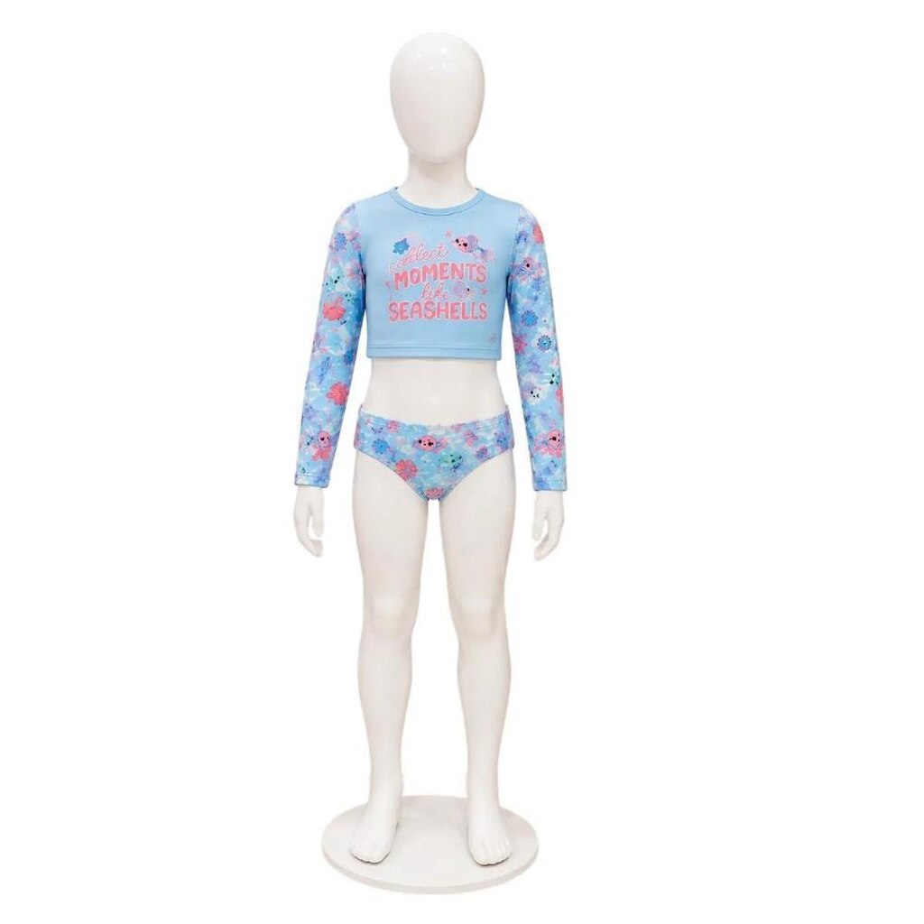 Conjunto Praia Menina Cropped Biquíni UV Fundo do Mar Cinti