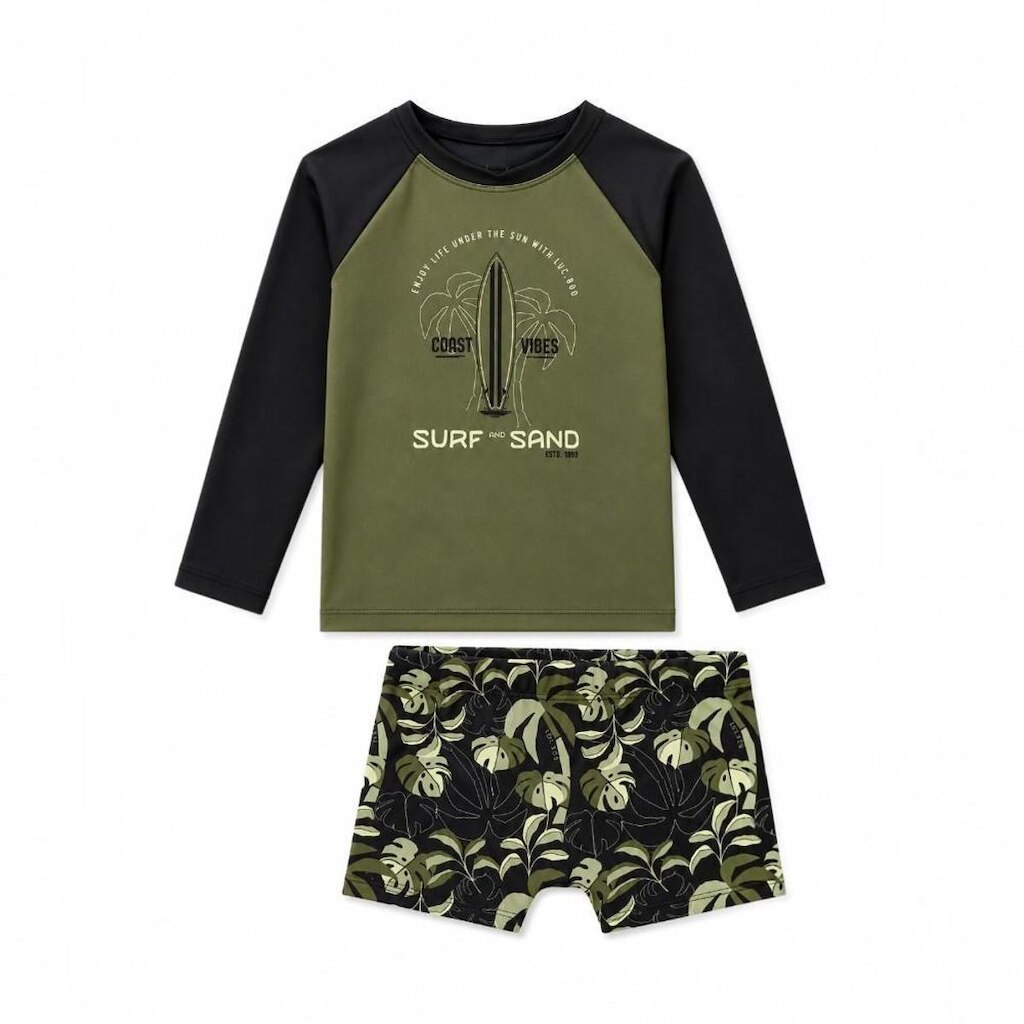 Conjunto Praia Menino Camiseta Sunga UV 50+ Luc.Boo
