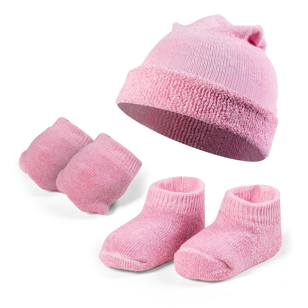 Conjunto Recem Nascido Touca Luvinha Meia Atoalhado Algodao