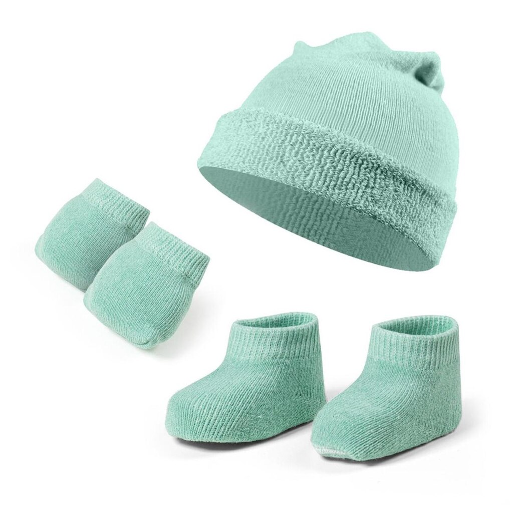 Conjunto Recem Nascido Touca Luvinha Meia Atoalhado Algodao