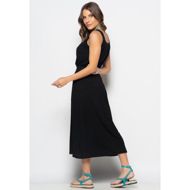 Conjunto Regata Drapeada e Saia Midi Malha Salvatore