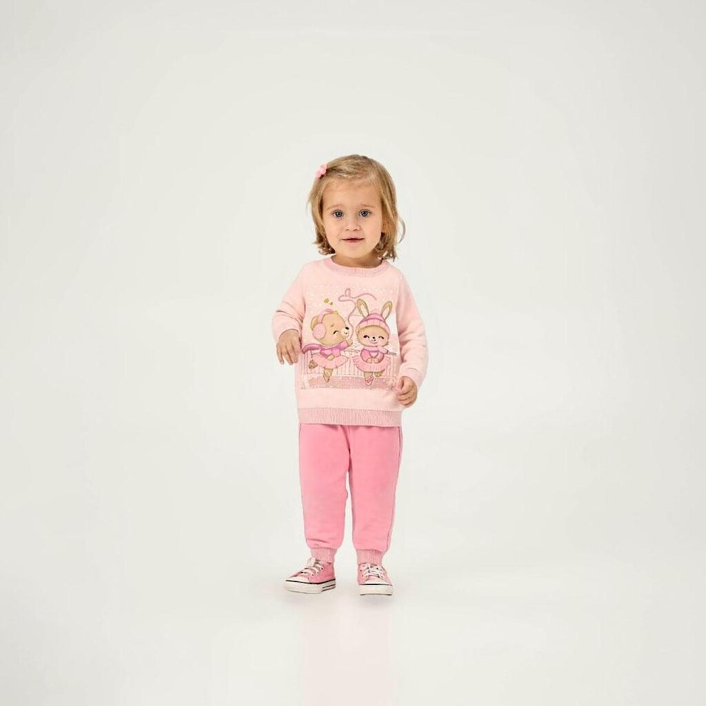 Conjunto Rosa Bebe Pulla Bulla Menina - 55127-11