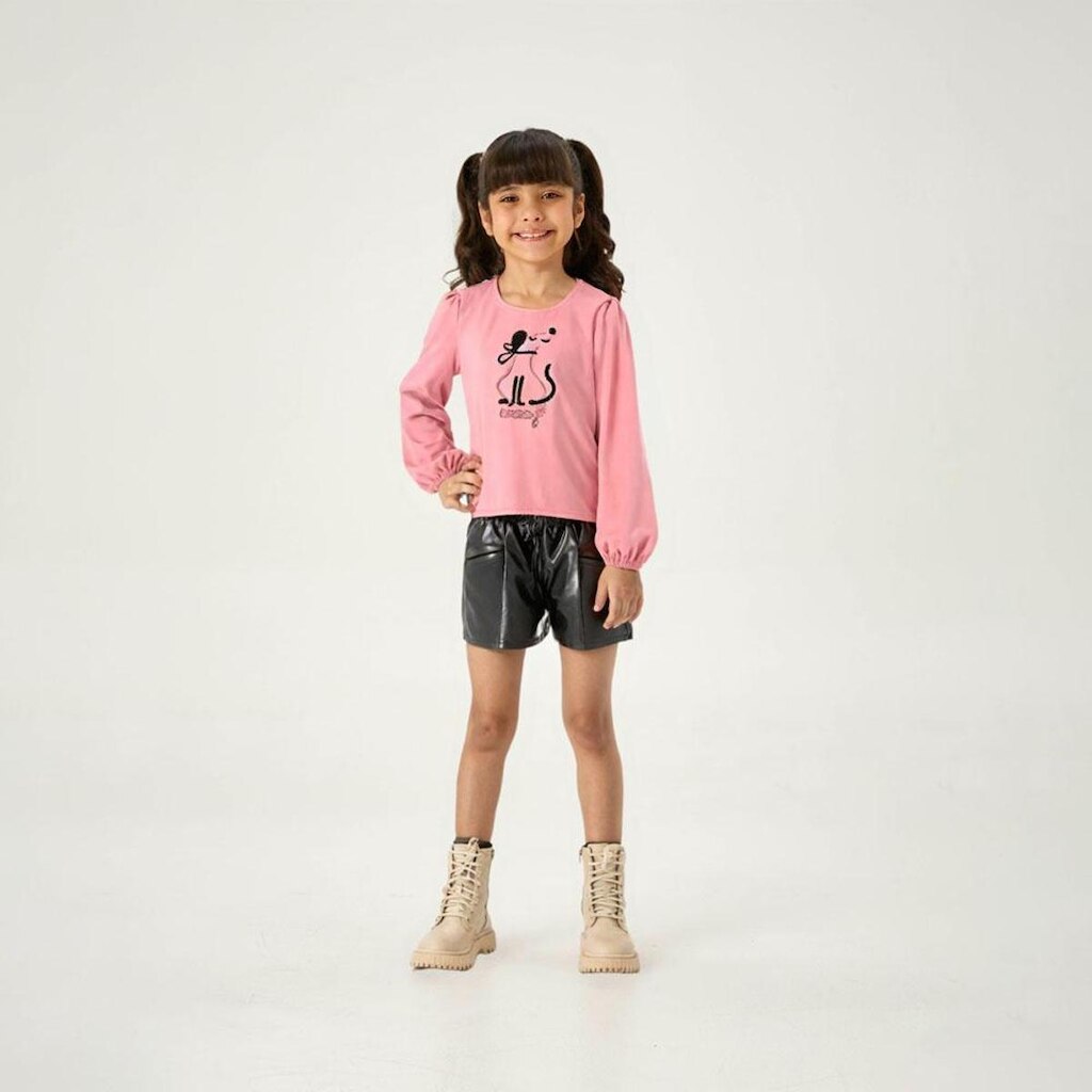Conjunto Rosa Infantil Pulla Bulla Menina - 55334-1052