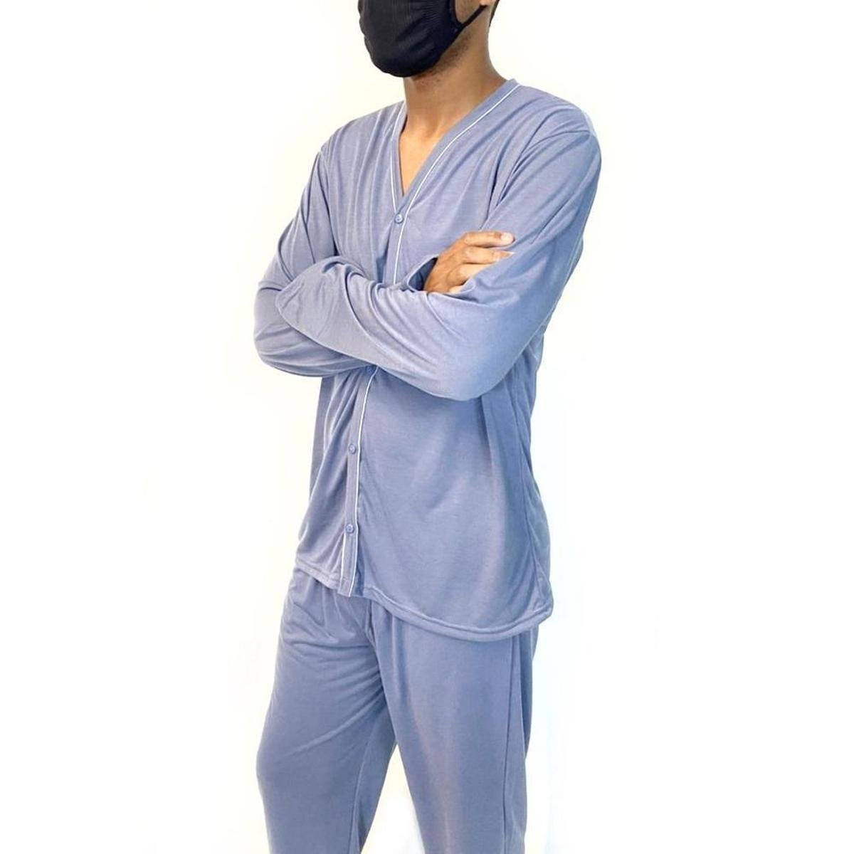 Menor preço em Conjunto Roupa De Dormir Pijama Masculino Basico De Inverno - Azul Petróleo