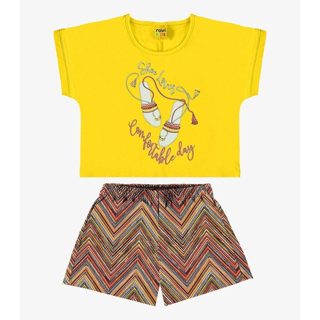 Conjunto Rovi Kids Infantil Blusa Com Shorts Feminino
