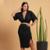 Conjunto Saia + Blusa Morcego Feminino Cropped Envelope Saia Fenda - Preto Fosco