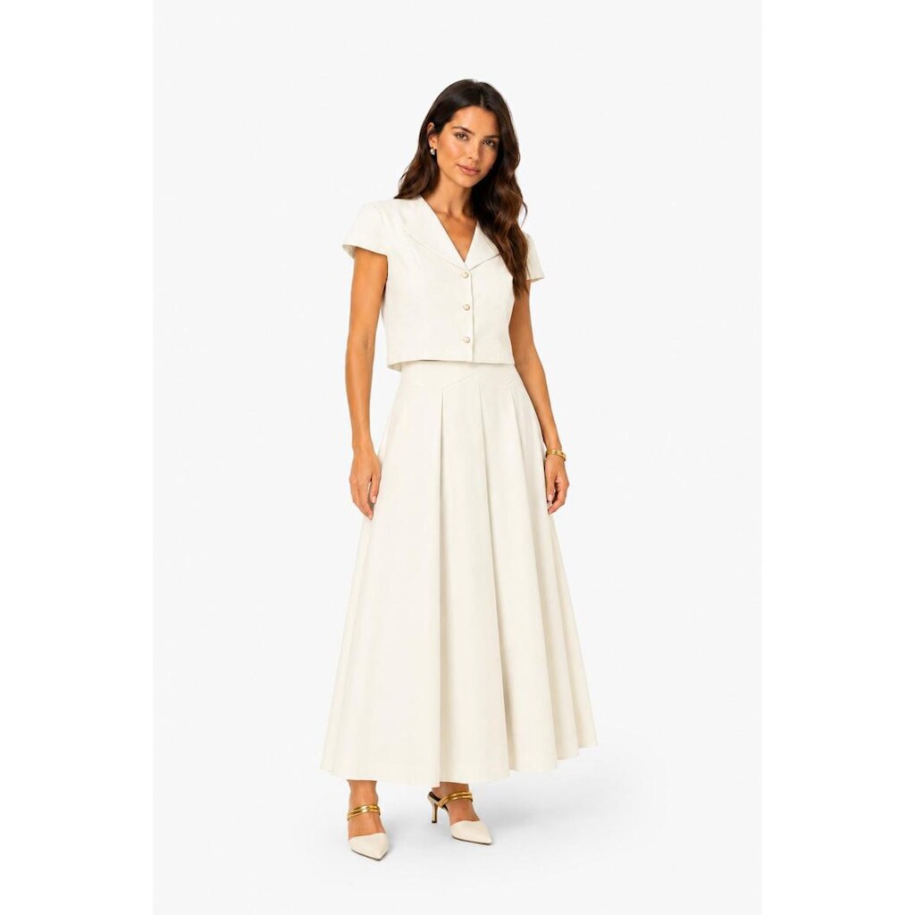 Conjunto Saia Midi D Bell Outlet Fashion Marrant Off White