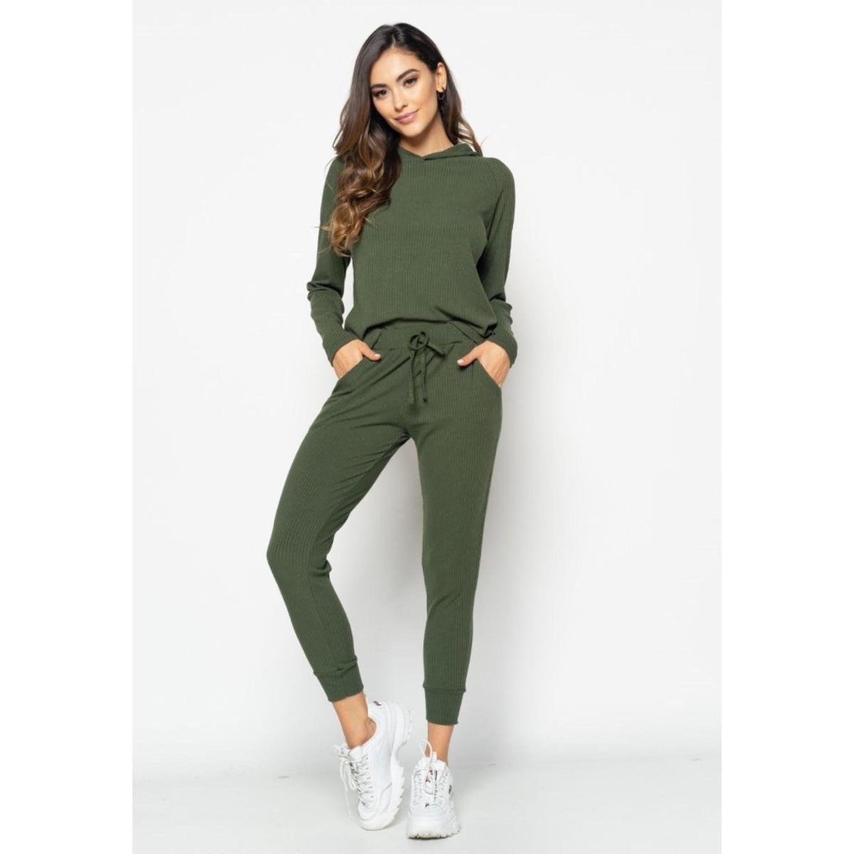 Conjunto Salvatore Comfy Casaco e Jogger Canelado Feminino - Verde é ruim? Conjunto Salvatore Comfy Casaco e Jogger Canelado Feminino - Verde é boa?