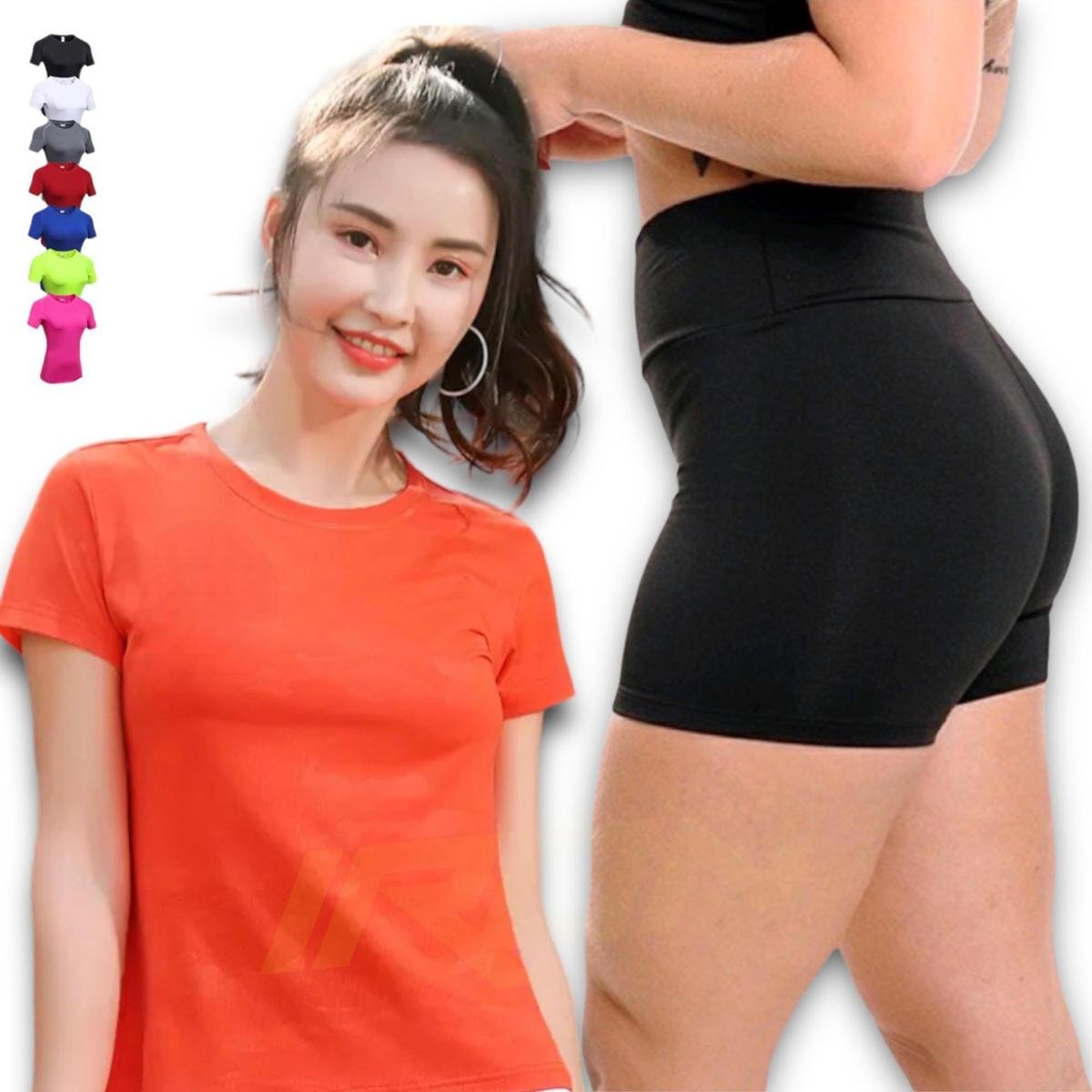 Conjunto Short Legging Básico Cós Alto + Camiseta Fitness Corrida Academia Dry PLT 380 Menor preço em Conjunto Short Legging Básico Cós Alto + Camiseta Fitness Corrida Academia Dry PLT 380