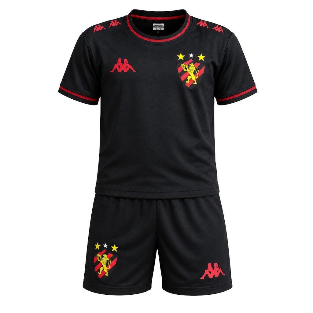 Conjunto Sport Recife Kappa 2026 Supporter Preto - Infantil