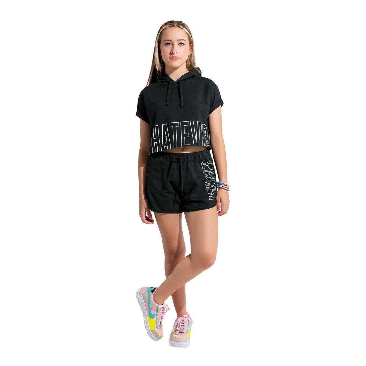 Conjunto Teen Feminino Blusa + Short Amora 51670.9010.18 Amora - Preto Menor preço em Conjunto Teen Feminino Blusa + Short Amora 51670.9010.18 Amora - Preto