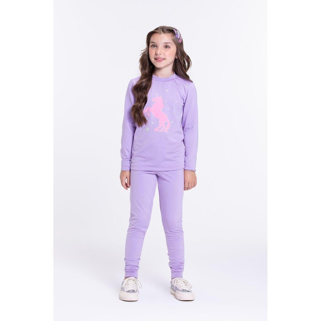 Conjunto Térmico Infantil Brilha no Escuro Feminino Lilás