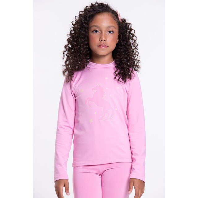 Conjunto Térmico Infantil Brilha no Escuro Feminino Rosa