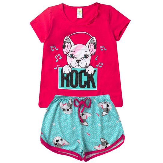 Conjunto Verão Infantil Feminino Blusinha Shorts Algodão Cotton Roupa Menina Estampas divertidas
