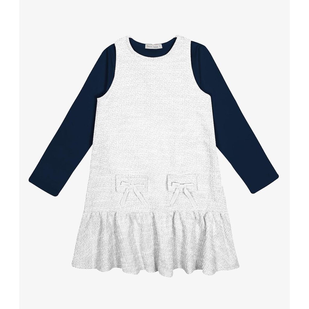 Conjunto Vestido Com Blusa em Tweed Trick Nick Branco