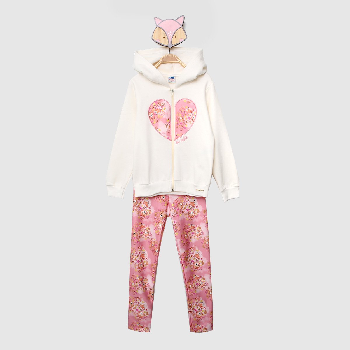 Conjuntos Longo Moletom Felpado c/ Capuz e Legging Molecotton Floral Marlan 22682 - Off White Menor preço em Conjuntos Longo Moletom Felpado c/ Capuz e Legging Molecotton Floral Marlan 22682 - Off White