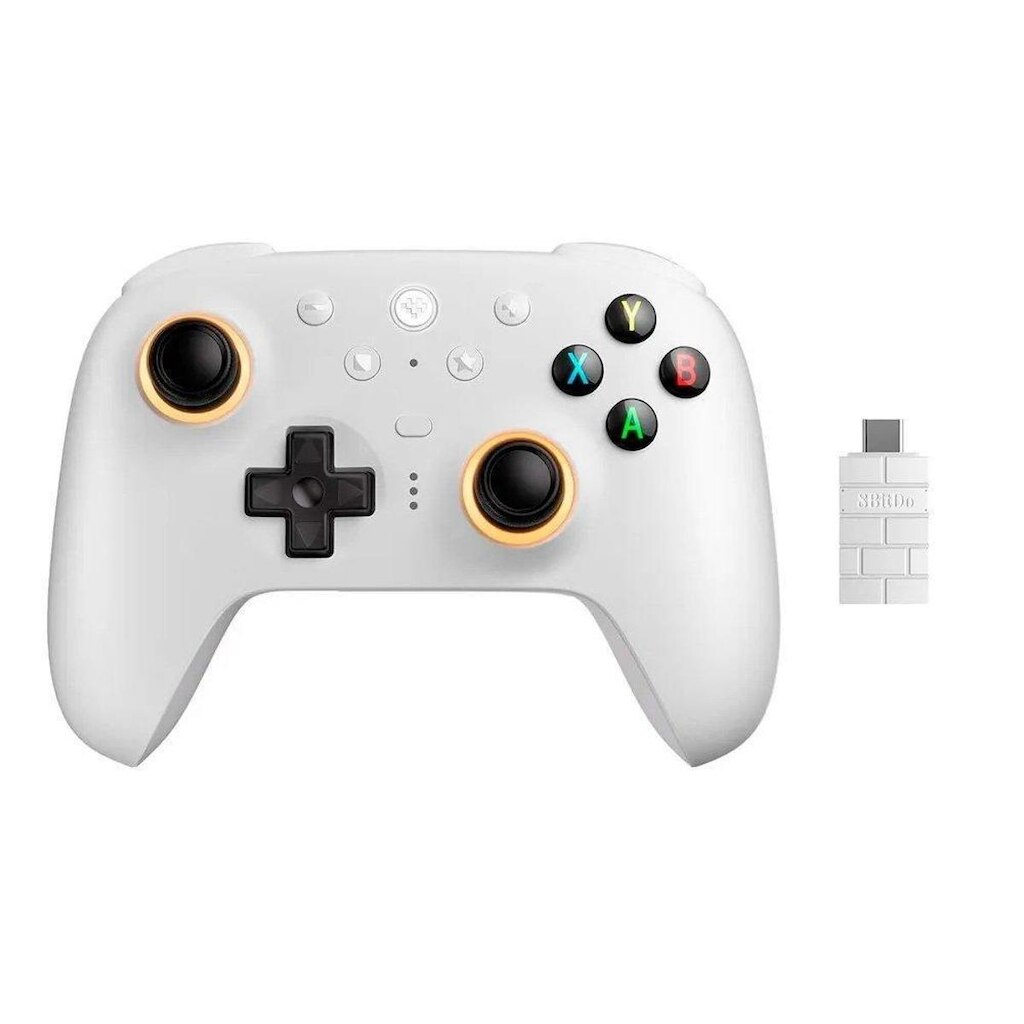 Controle Wireless 8BitDo Ultimate 2, Efeito Hall, 2.4G, com Dock, p/ PC e Android, Branco - 81HE01