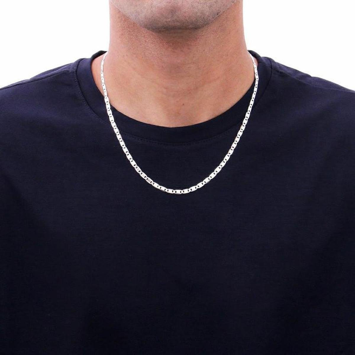 Corrente masculina de prata 925 piastrine 50cm - Prata Menor preço em Corrente masculina de prata 925 piastrine 50cm - Prata