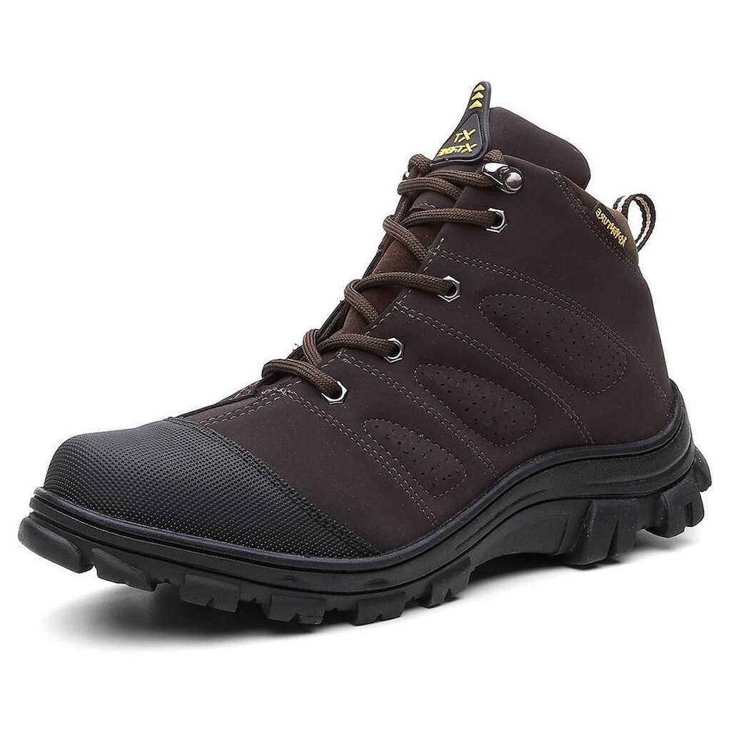 Coturno Adventure Bota Masculina Cano Medio Cadarço Biqueira Impermeável Solado Borracha Tratorado