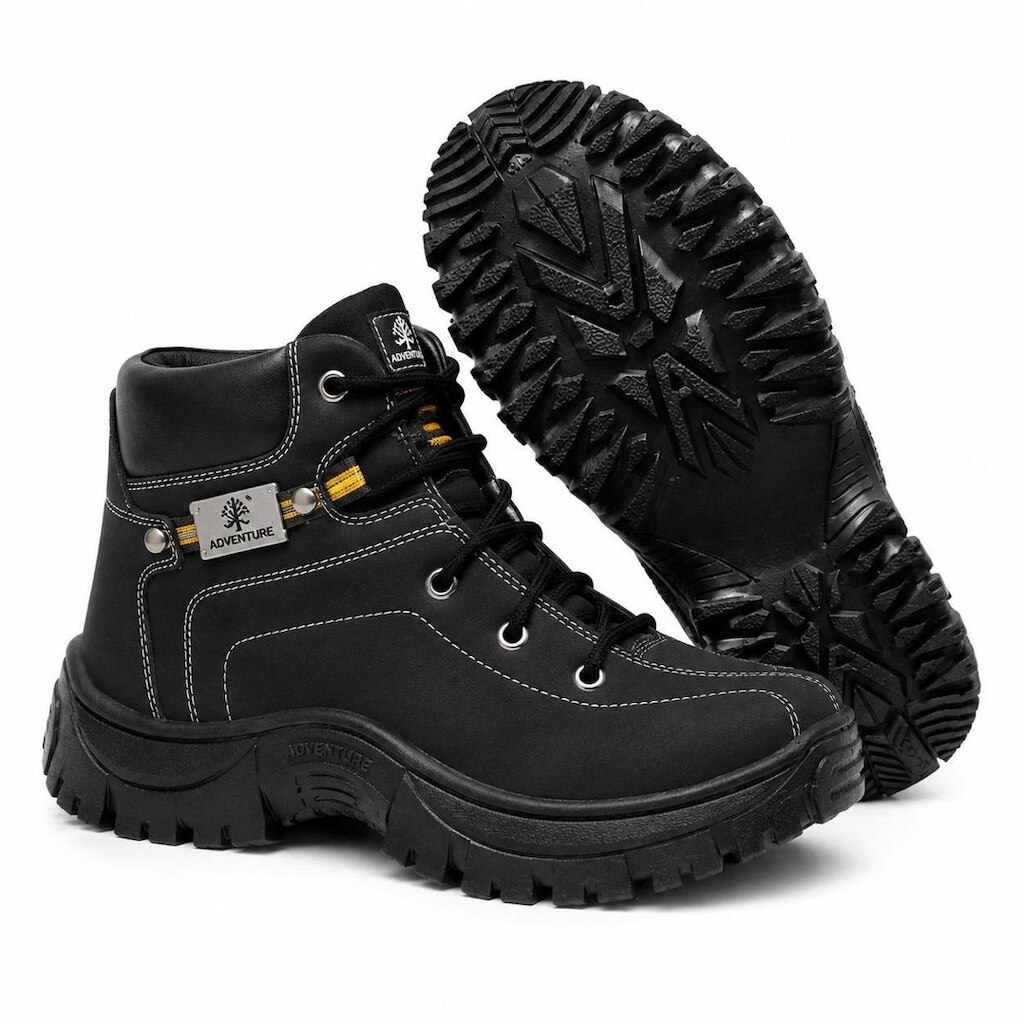 Coturno Adventure Bota Masculina Couro Nobuck Premium Solado Antiderrapante Getshow