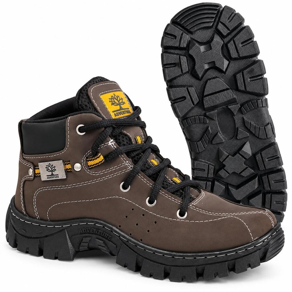Coturno Adventure Bota Masculina Couro Nobuck Premium Solado Antiderrapante Getshow