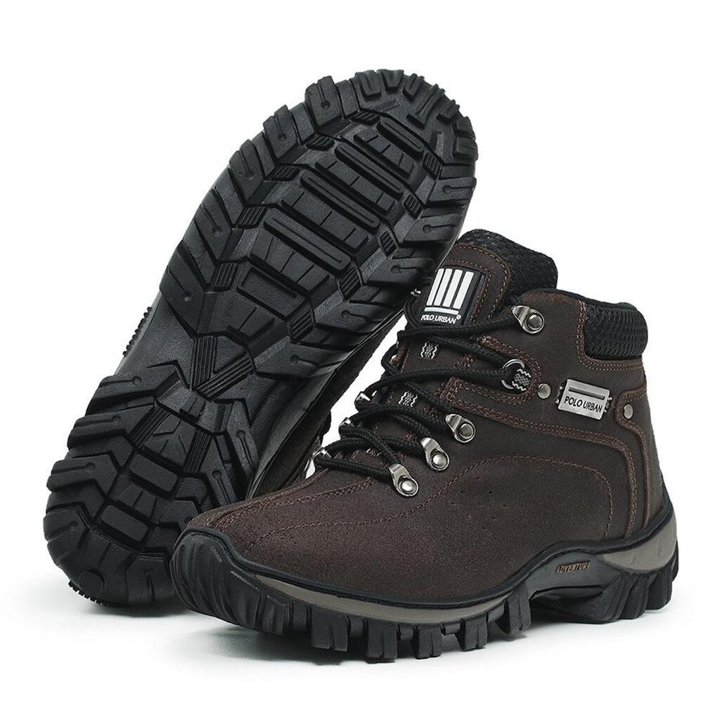 Coturno Adventure Trabalho Trilha Segurança Couro Legítimo Sola em Gel Polo Urban