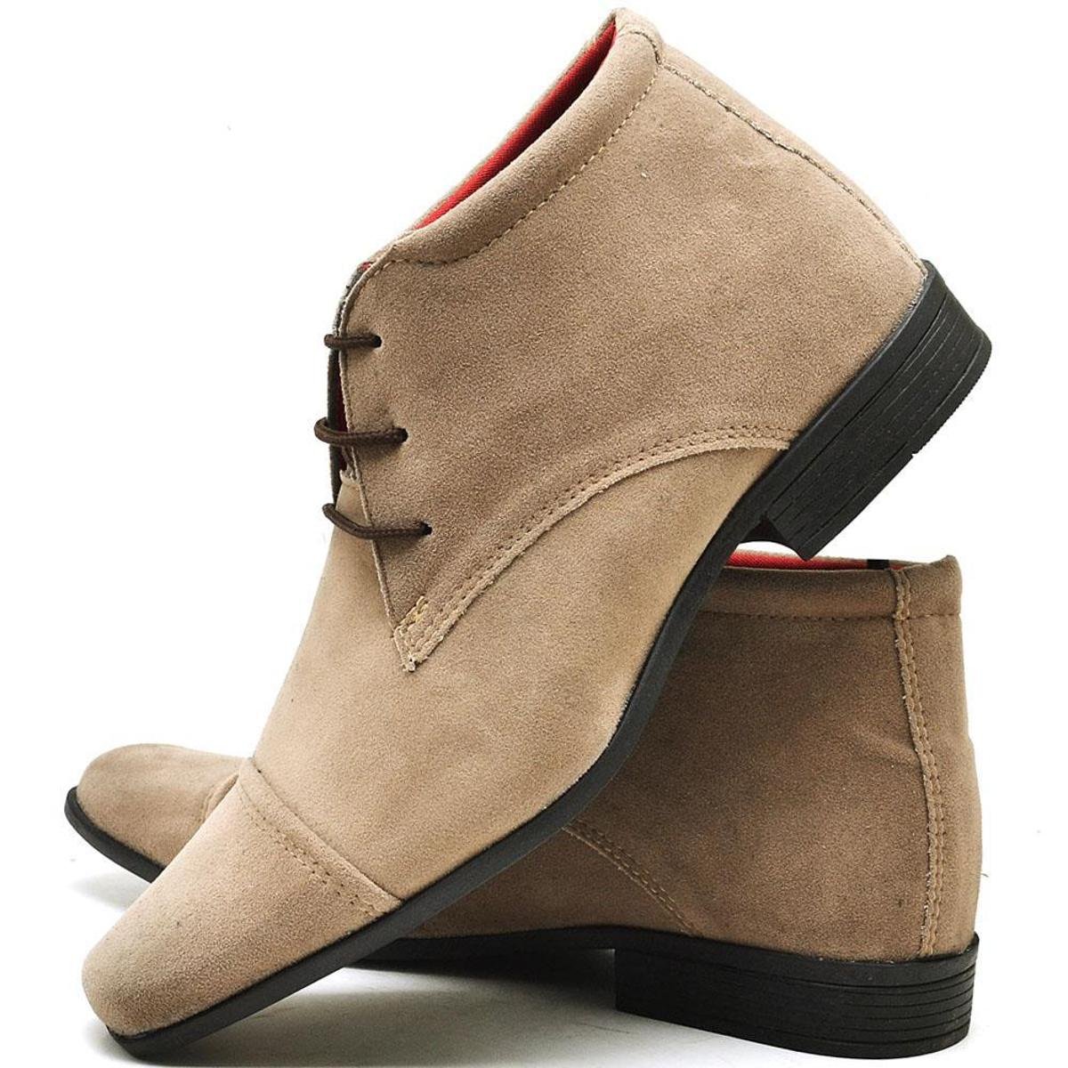 Coturno Bota Esporte Fino Masculino Camurça - Bege Menor preço em Coturno Bota Esporte Fino Masculino Camurça - Bege