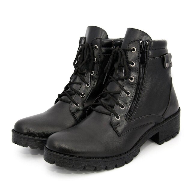 Coturno Bota Feminina Preta Sintético Macio Flexível Confortável