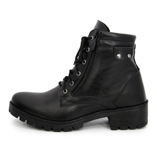Coturno Bota Feminina Preta Sintético Macio Flexível Confortável