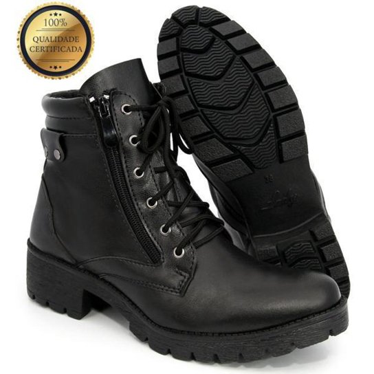 Coturno Bota Feminino Elegante Confortável Zíper Sola Tratorada