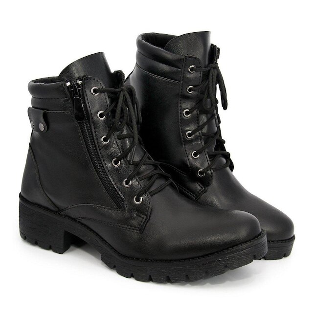 Coturno Bota Feminino Elegante Confortável Zíper Sola Tratorada