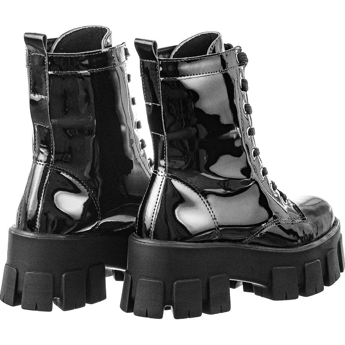 Coturno Bota GiGiL Tratorado Plataforma Verniz Moda Feminino - Preto |  Zattini
