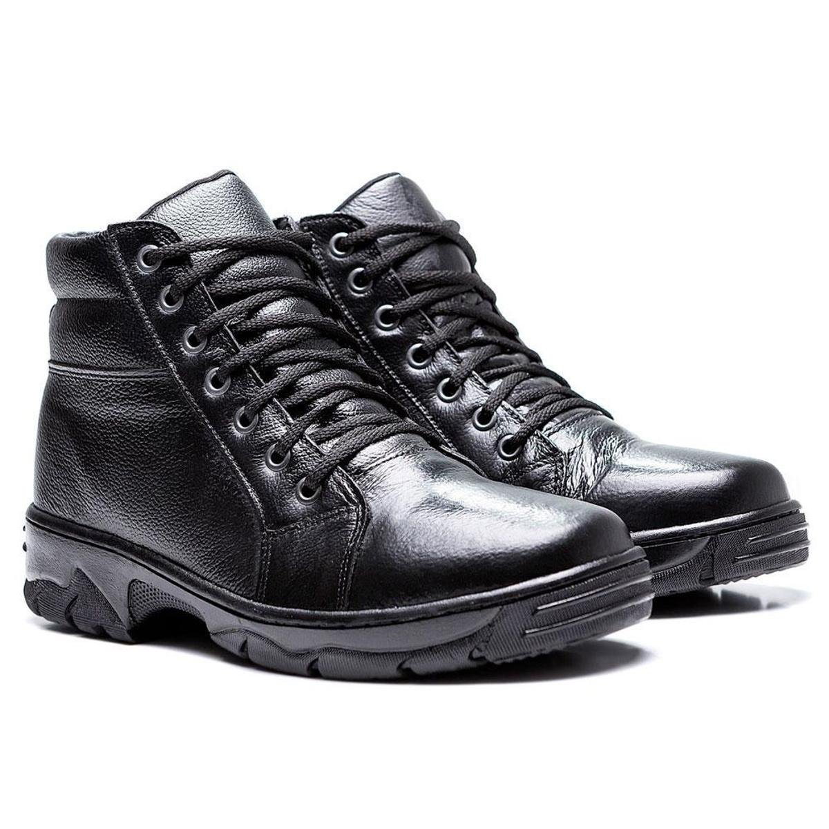 Coturno Bota Segurança Couro Preto - Preto Menor preço em Coturno Bota Segurança Couro Preto - Preto