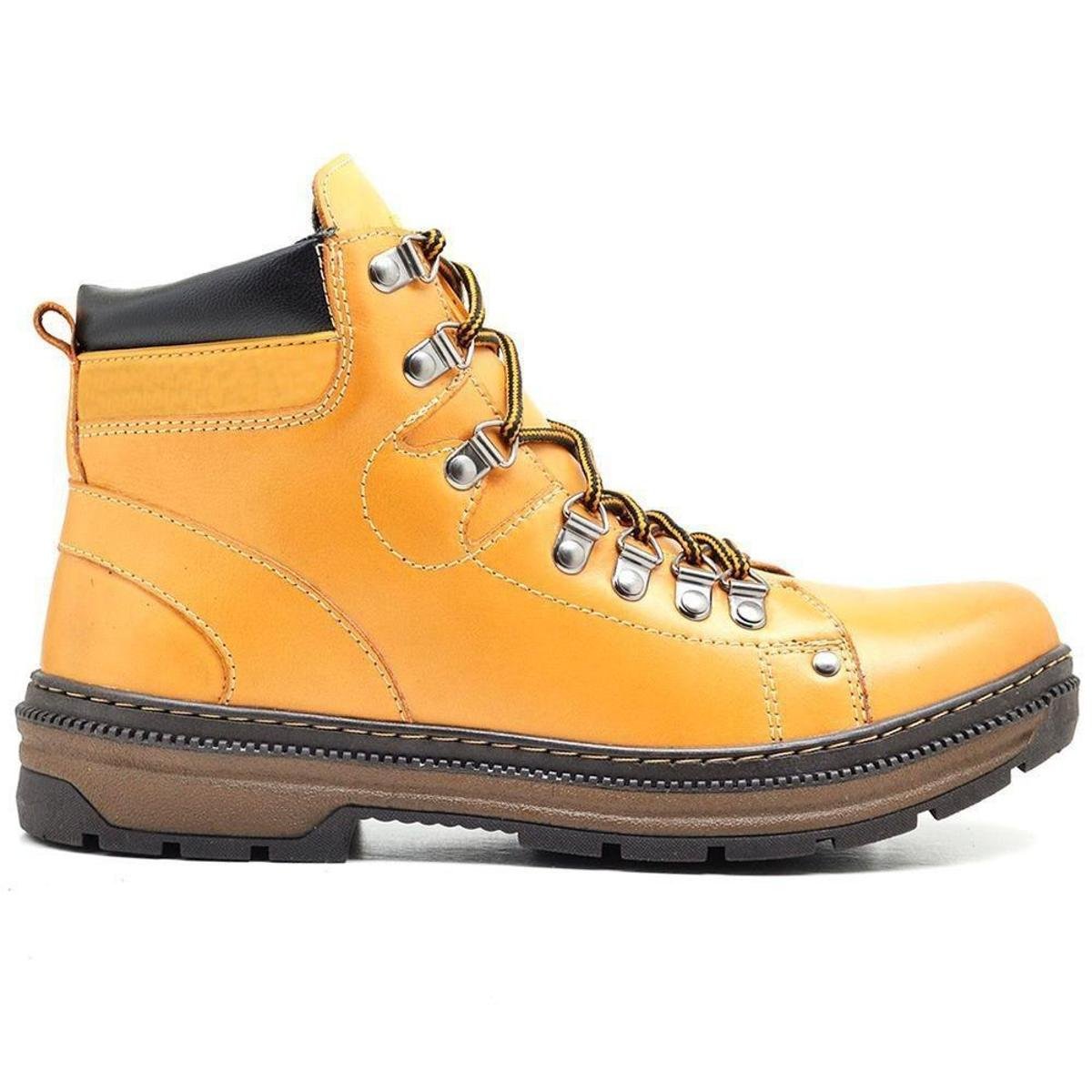 Coturno Casual Bota Adventure Couro Masculina Cano Médio Solado Borracha Antiderrapante Resistente Menor preço em Coturno Casual Bota Adventure Couro Masculina Cano Médio Solado Borracha Antiderrapante Resistente