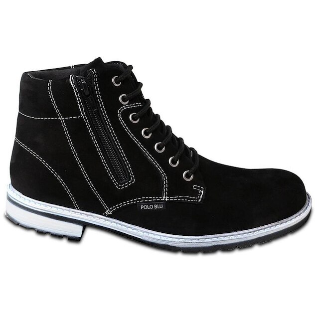 Coturno Casual Masculino Nobuck Cadarço Zíper Conforto