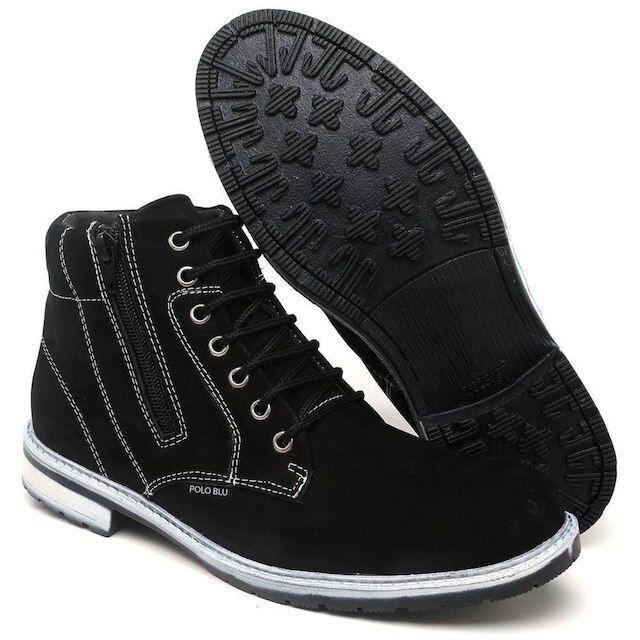 Coturno Casual Masculino Nobuck Cadarço Zíper Conforto