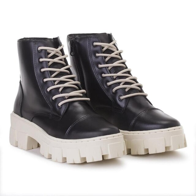 Coturno Couro Feminino Tratorado Estilo Tendência Conforto