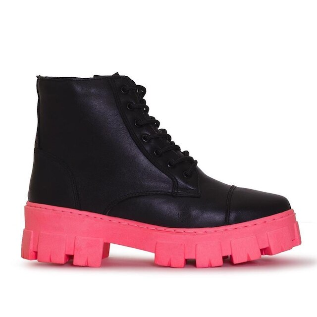 Coturno Couro Feminino Tratorado Estilo Tendência Conforto