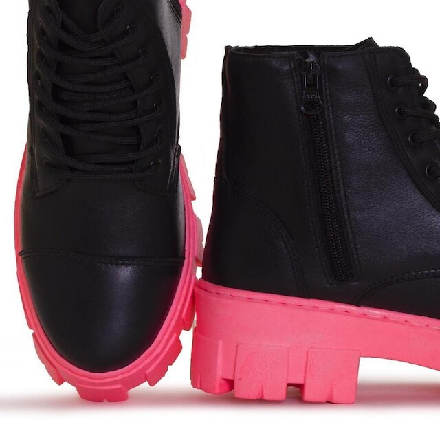 Coturno Couro Feminino Tratorado Estilo Tendência Conforto