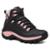 Coturno Feminino Bota Em Couro Legítimo Resistente Reforçada Com C.A Leve Macia Confortável Trilha - Preto+Rosa
