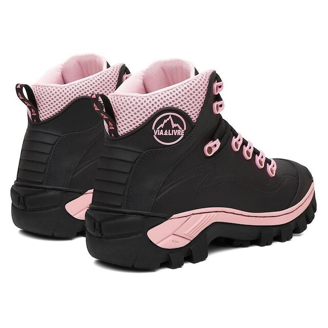 Coturno Feminino Bota Em Couro Legítimo Resistente Reforçada Com C.A Leve Macia Confortável Trilha