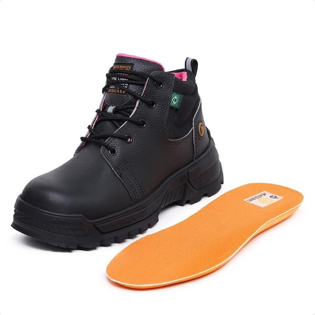 Coturno Feminino Bota Para Trabalho Epi Com C.a Bico Composite