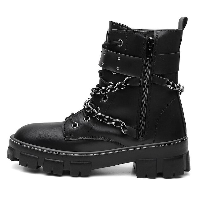 Coturno Feminino Bota Tratorado Ziper Fivela Confortável