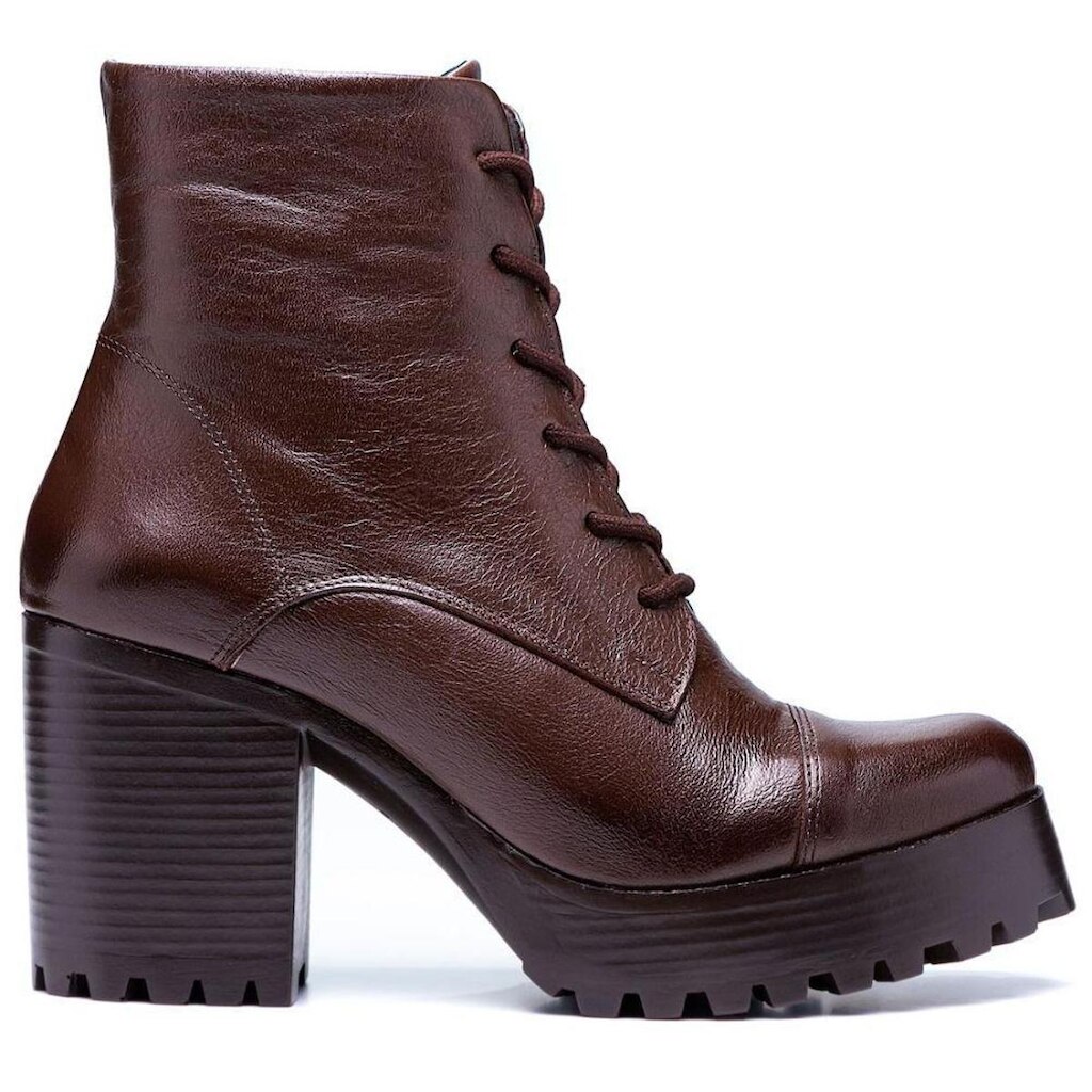 Coturno Feminino Cano Curto Zíper Bota Tratorada Casual