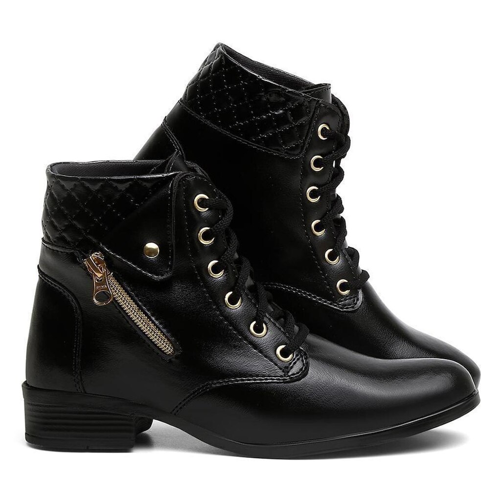 Coturno Feminino Casual Cano Curto Fechamento Cadarço Inverno 2025 Lançamento Bota Inverno