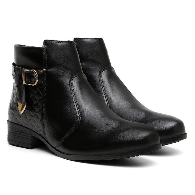 Coturno Feminino Casual Ziper Lateral Cano Baixo C/ Salto Chelsea Confort