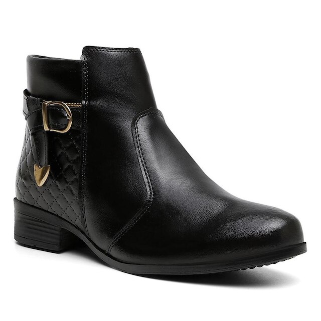 Coturno Feminino Casual Ziper Lateral Cano Baixo C/ Salto Chelsea Confort