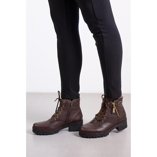 Coturno feminino em couro cano curto 7625