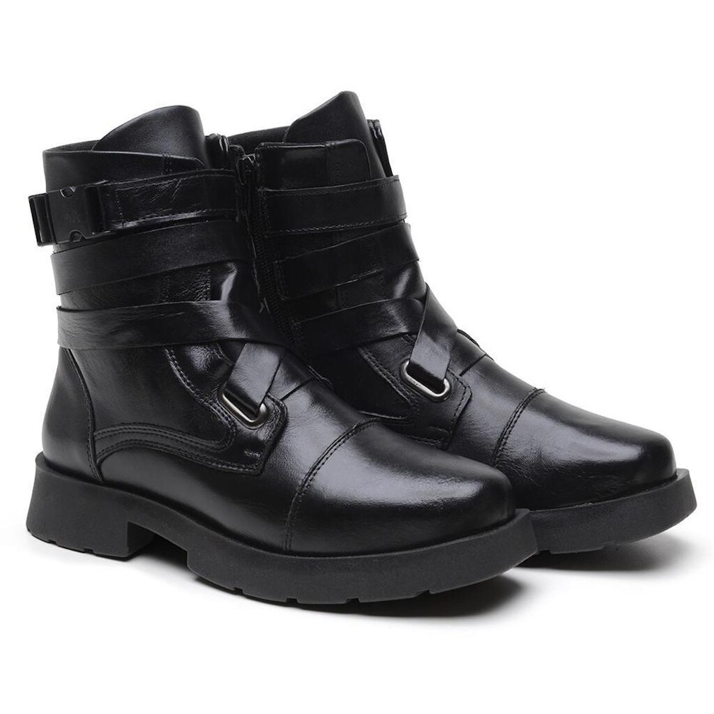 Coturno Feminino Inverno Tratorado Couro Legítimo Tendência