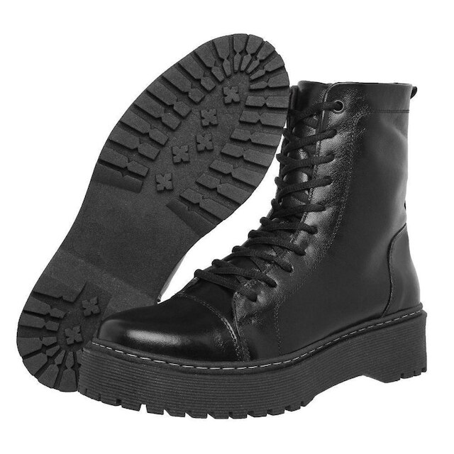 Coturno Feminino Plataforma Tratorada Moda Casual em Couro